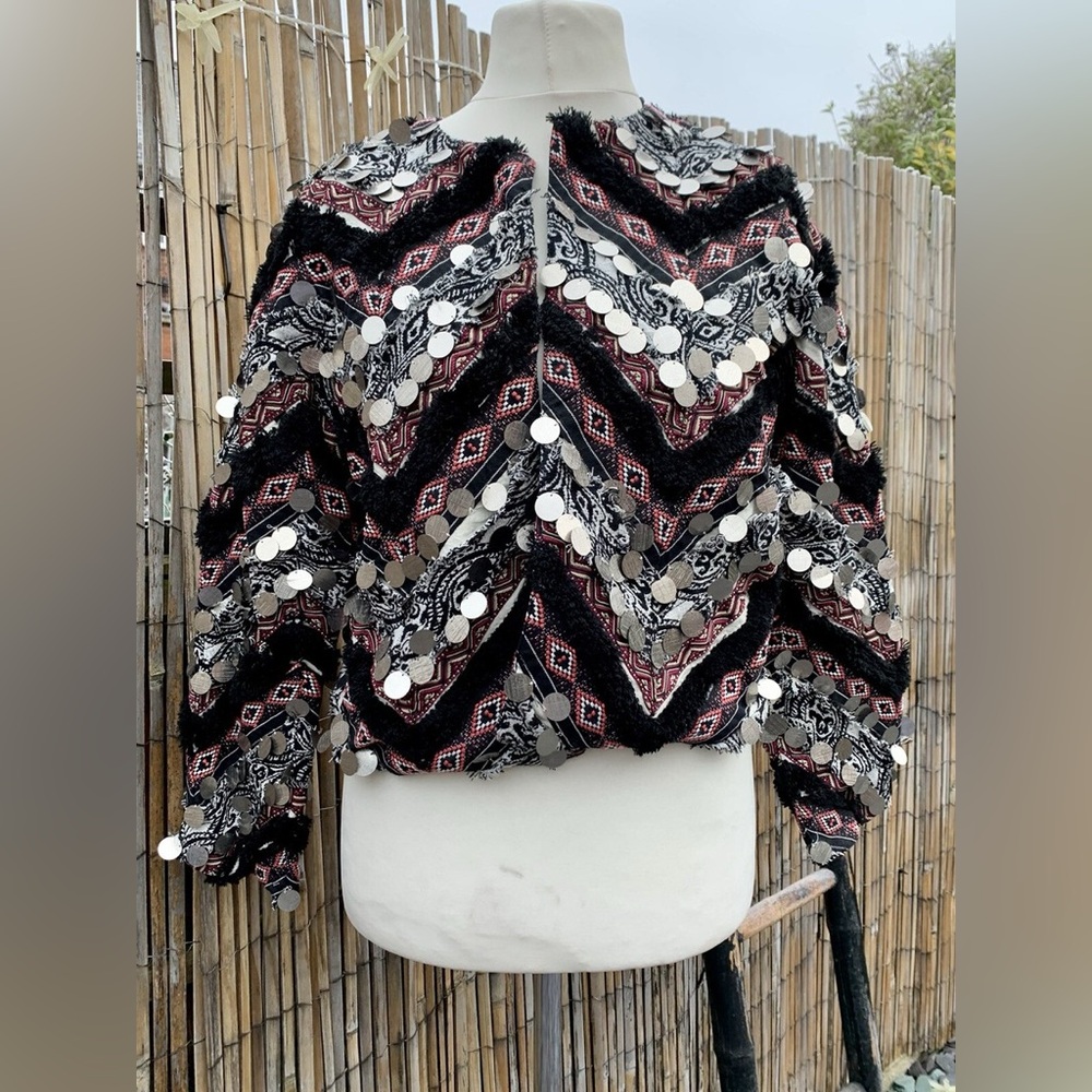 River Island Black and White Patterned Jacket with Silver Details